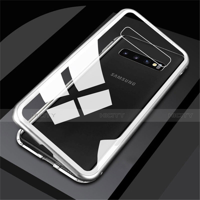 Funda Bumper Lujo Marco de Aluminio Espejo 360 Grados Carcasa para Samsung Galaxy S10 Plus Blanco