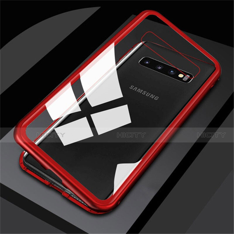Funda Bumper Lujo Marco de Aluminio Espejo 360 Grados Carcasa para Samsung Galaxy S10 Plus Rojo