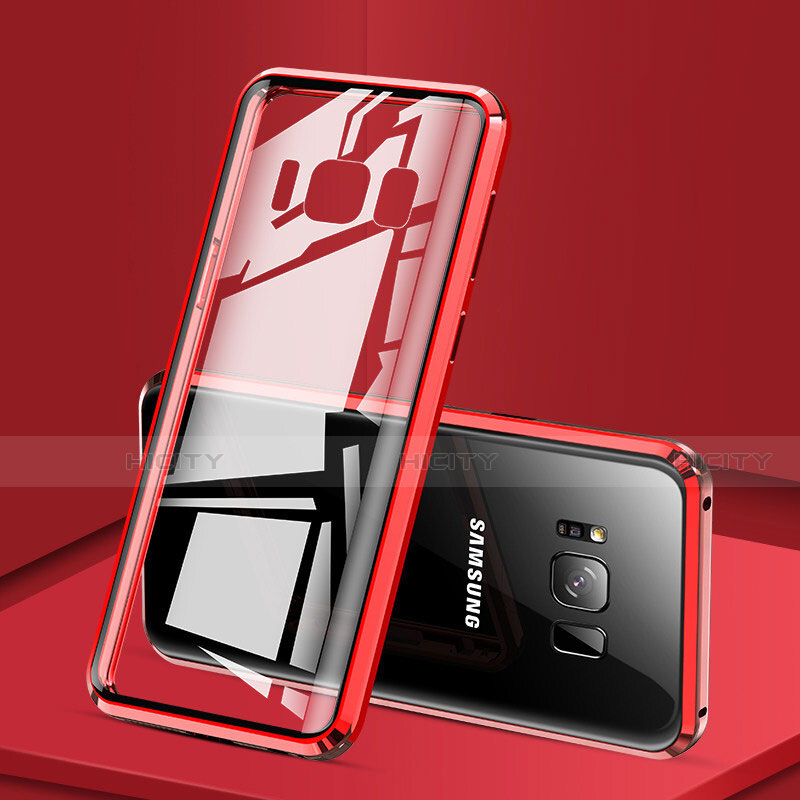 Funda Bumper Lujo Marco de Aluminio Espejo 360 Grados Carcasa para Samsung Galaxy S8 Rojo