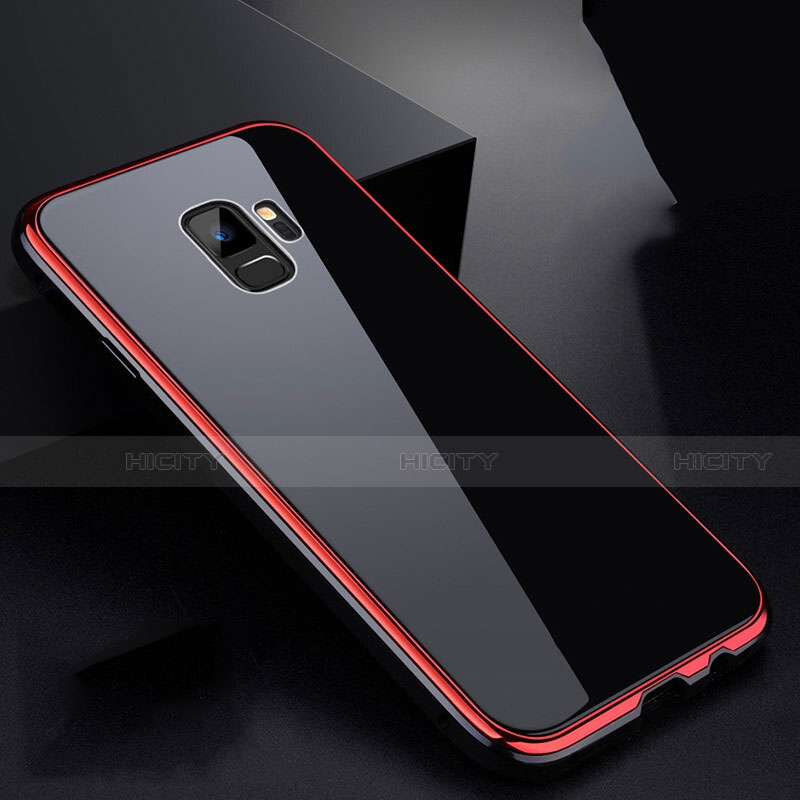 Funda Bumper Lujo Marco de Aluminio Espejo 360 Grados Carcasa para Samsung Galaxy S9 Rojo y Negro