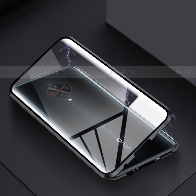Funda Bumper Lujo Marco de Aluminio Espejo 360 Grados Carcasa para Vivo S1 Pro Negro