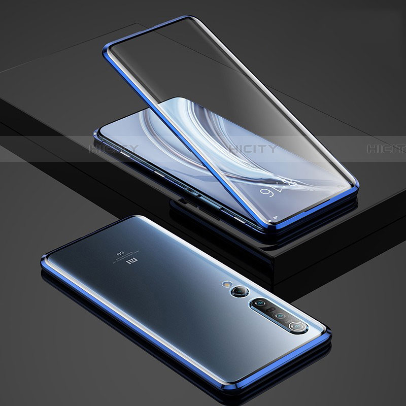 Funda Bumper Lujo Marco de Aluminio Espejo 360 Grados Carcasa para Xiaomi Mi 10 Pro Azul