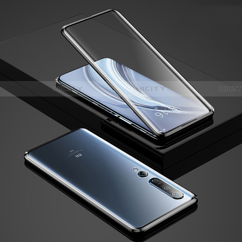 Funda Bumper Lujo Marco de Aluminio Espejo 360 Grados Carcasa para Xiaomi Mi 10 Pro Negro