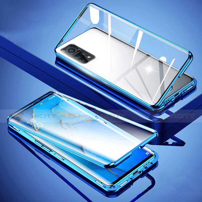 Funda Bumper Lujo Marco de Aluminio Espejo 360 Grados Carcasa para Xiaomi Mi 10T 5G Azul