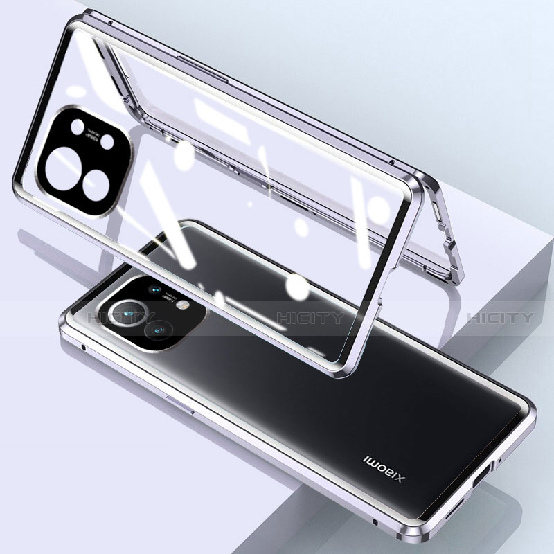 Funda Bumper Lujo Marco de Aluminio Espejo 360 Grados Carcasa para Xiaomi Mi 11 5G Plata
