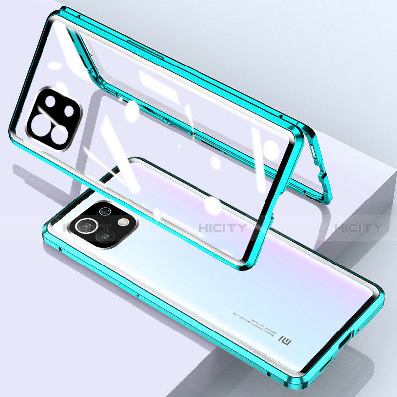 Funda Bumper Lujo Marco de Aluminio Espejo 360 Grados Carcasa para Xiaomi Mi 11 5G Verde