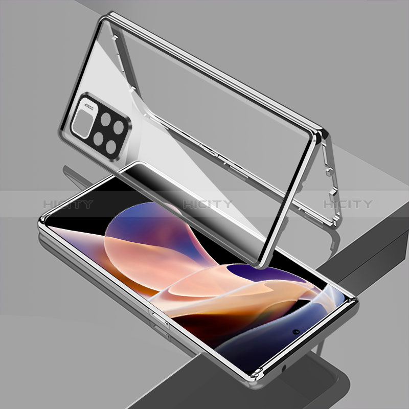 Funda Bumper Lujo Marco de Aluminio Espejo 360 Grados Carcasa para Xiaomi Mi 11i 5G (2022) Plata