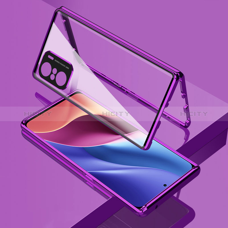 Funda Bumper Lujo Marco de Aluminio Espejo 360 Grados Carcasa para Xiaomi Mi 11X 5G Morado