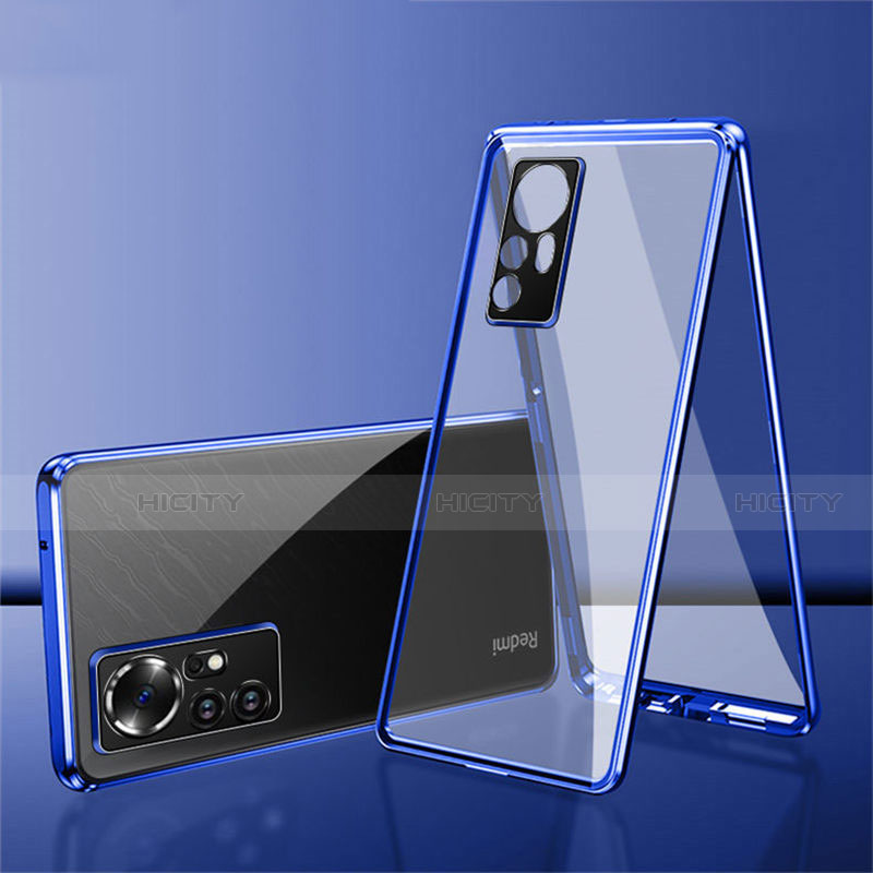 Funda Bumper Lujo Marco de Aluminio Espejo 360 Grados Carcasa para Xiaomi Mi 12 5G Azul