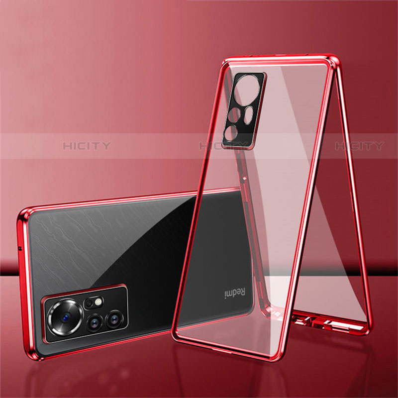 Funda Bumper Lujo Marco de Aluminio Espejo 360 Grados Carcasa para Xiaomi Mi 12S Pro 5G Rojo