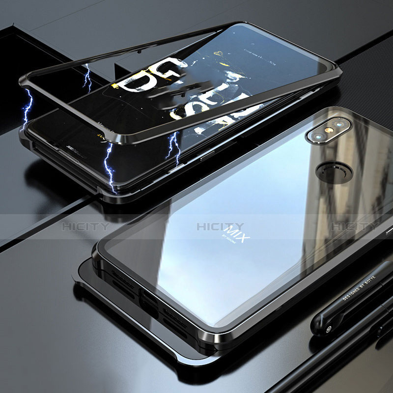 Funda Bumper Lujo Marco de Aluminio Espejo 360 Grados Carcasa para Xiaomi Mi Mix 3 Negro
