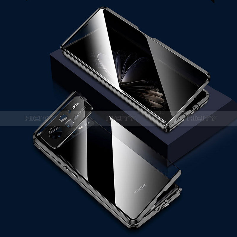 Funda Bumper Lujo Marco de Aluminio Espejo 360 Grados Carcasa para Xiaomi Mix Fold 2 5G Negro