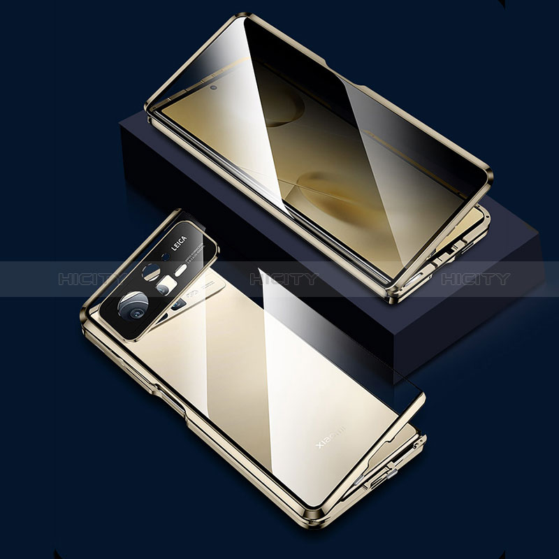 Funda Bumper Lujo Marco de Aluminio Espejo 360 Grados Carcasa para Xiaomi Mix Fold 2 5G Oro