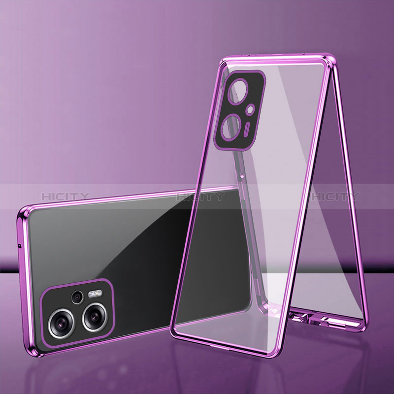 Funda Bumper Lujo Marco de Aluminio Espejo 360 Grados Carcasa para Xiaomi Poco X4 GT 5G Morado