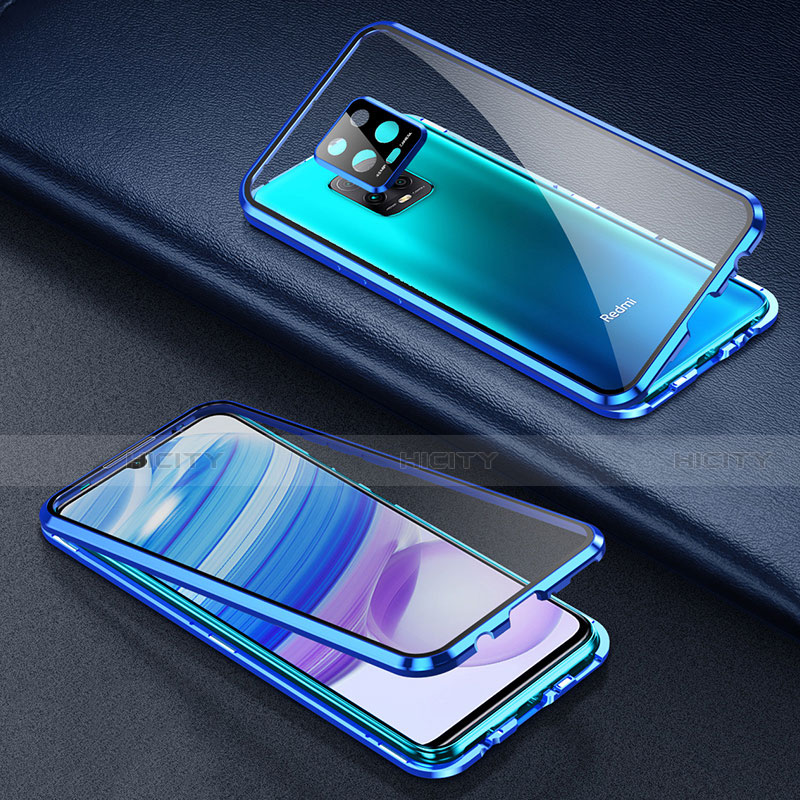 Funda Bumper Lujo Marco de Aluminio Espejo 360 Grados Carcasa para Xiaomi Redmi 10X Pro 5G Azul