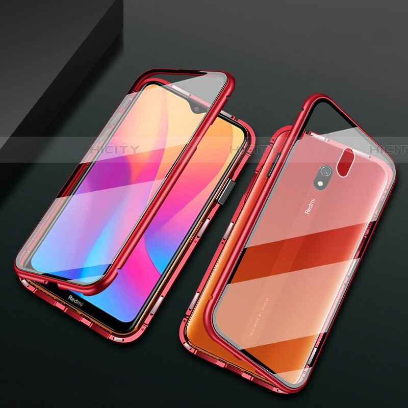 Funda Bumper Lujo Marco de Aluminio Espejo 360 Grados Carcasa para Xiaomi Redmi 8A Rojo