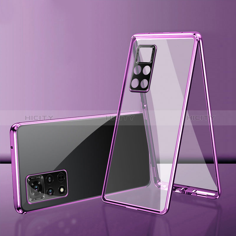 Funda Bumper Lujo Marco de Aluminio Espejo 360 Grados Carcasa para Xiaomi Redmi Note 11 4G (2022) Morado