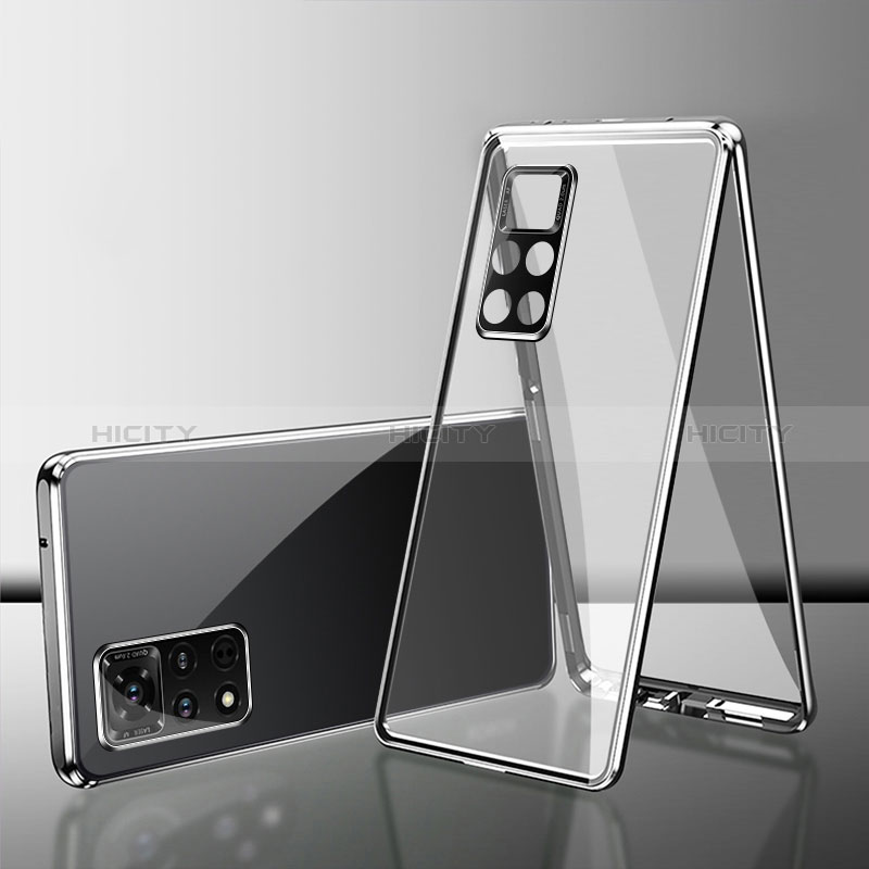 Funda Bumper Lujo Marco de Aluminio Espejo 360 Grados Carcasa para Xiaomi Redmi Note 11 4G (2022) Plata