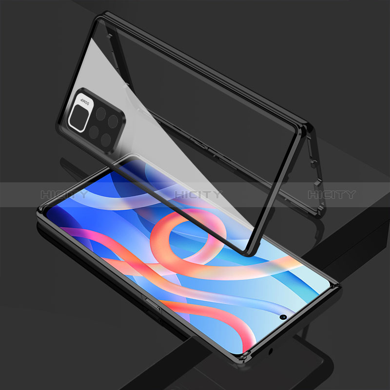 Funda Bumper Lujo Marco de Aluminio Espejo 360 Grados Carcasa para Xiaomi Redmi Note 11 5G Negro