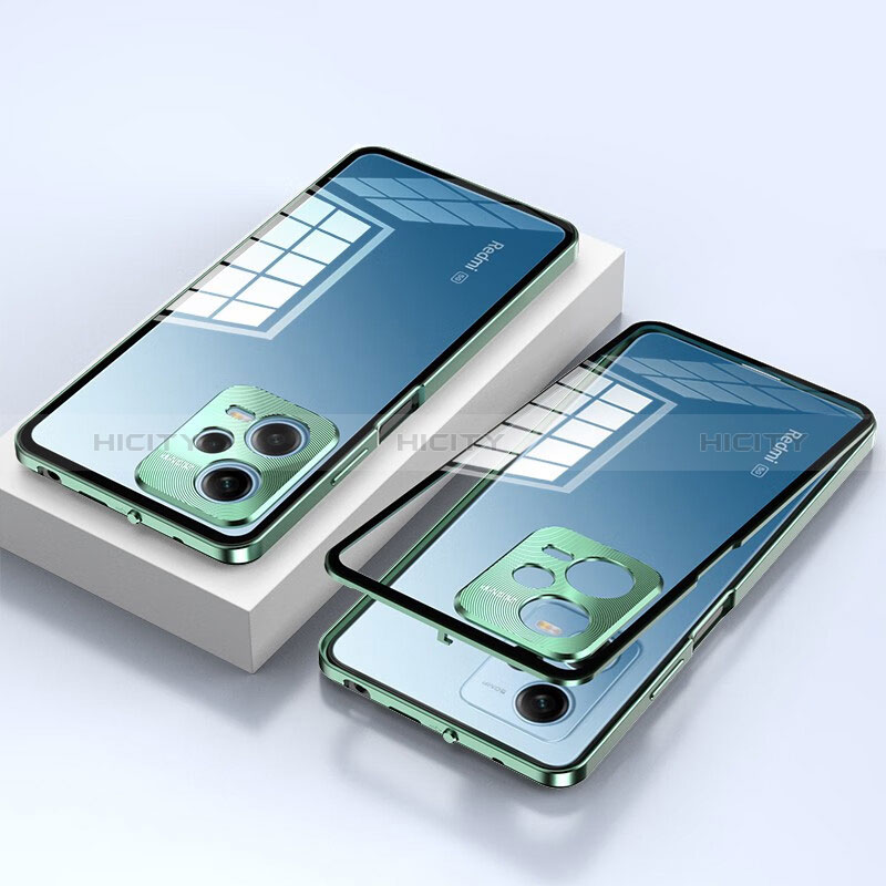 Funda Bumper Lujo Marco de Aluminio Espejo 360 Grados Carcasa para Xiaomi Redmi Note 12 Explorer Verde