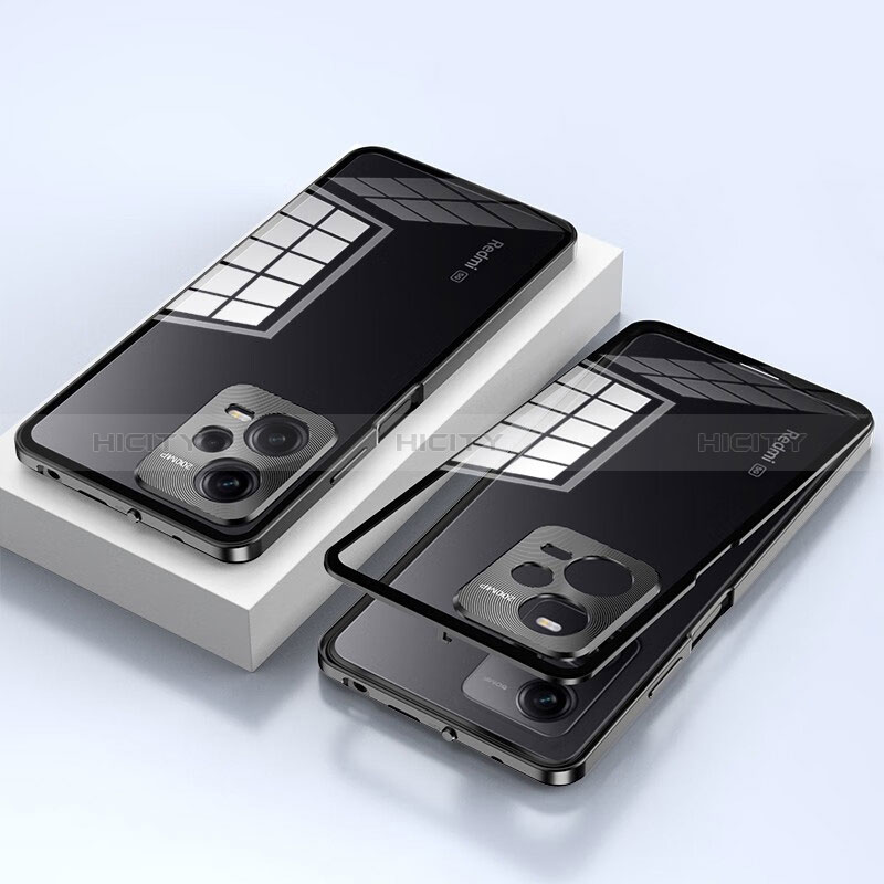 Funda Bumper Lujo Marco de Aluminio Espejo 360 Grados Carcasa para Xiaomi Redmi Note 12 Pro 5G Negro