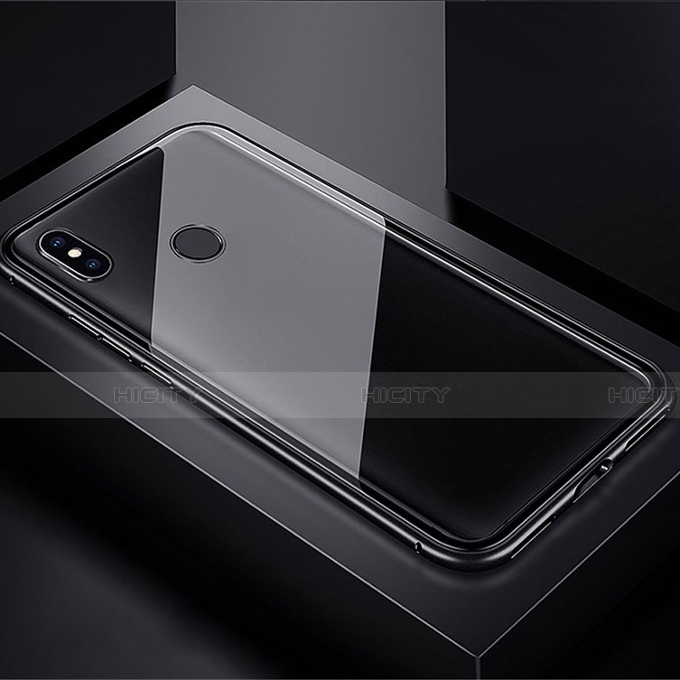 Funda Bumper Lujo Marco de Aluminio Espejo 360 Grados Carcasa para Xiaomi Redmi Note 7 Pro Negro