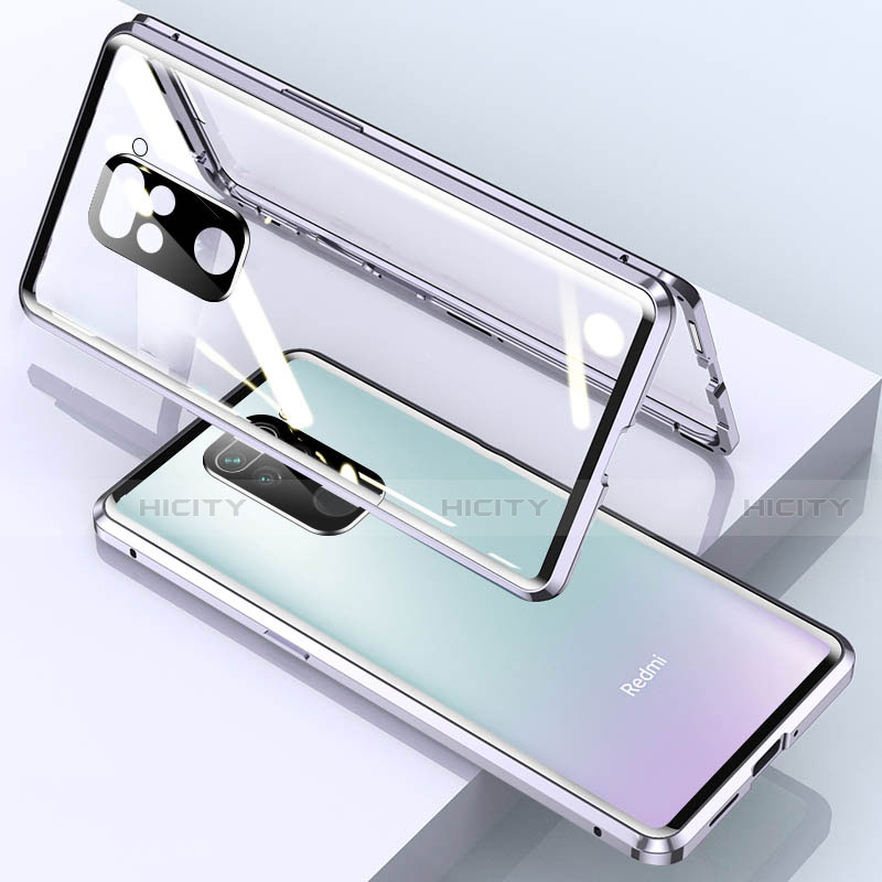 Funda Bumper Lujo Marco de Aluminio Espejo 360 Grados Carcasa para Xiaomi Redmi Note 9 Plata