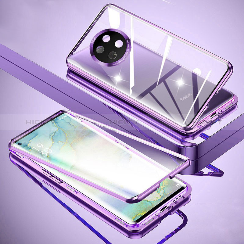 Funda Bumper Lujo Marco de Aluminio Espejo 360 Grados Carcasa para Xiaomi Redmi Note 9T 5G Morado