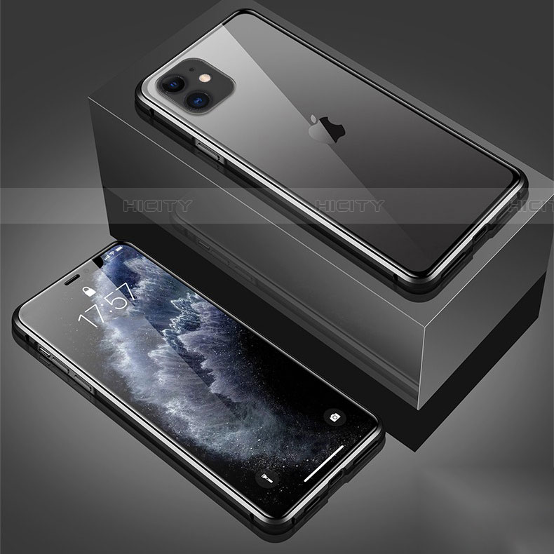 Funda Bumper Lujo Marco de Aluminio Espejo 360 Grados Carcasa T01 para Apple iPhone 11 Negro