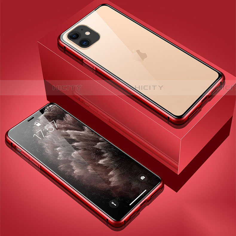Funda Bumper Lujo Marco de Aluminio Espejo 360 Grados Carcasa T01 para Apple iPhone 11 Rojo