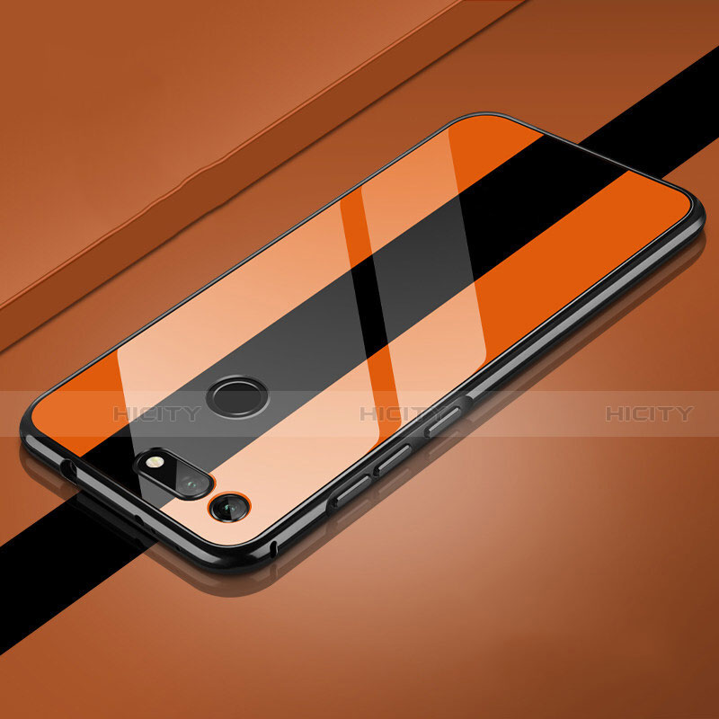 Funda Bumper Lujo Marco de Aluminio Espejo 360 Grados Carcasa T01 para Huawei Honor V20 Naranja