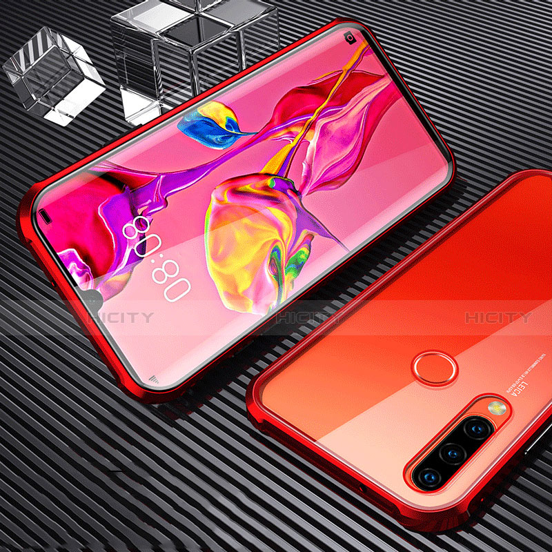 Funda Bumper Lujo Marco de Aluminio Espejo 360 Grados Carcasa T01 para Huawei P30 Lite Rojo