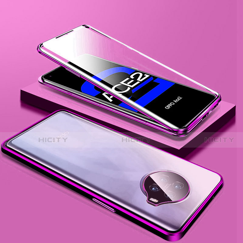 Funda Bumper Lujo Marco de Aluminio Espejo 360 Grados Carcasa T01 para Oppo Ace2 Azul