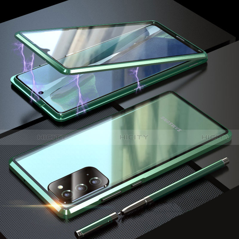 Funda Bumper Lujo Marco de Aluminio Espejo 360 Grados Carcasa T01 para Samsung Galaxy Note 20 5G Verde