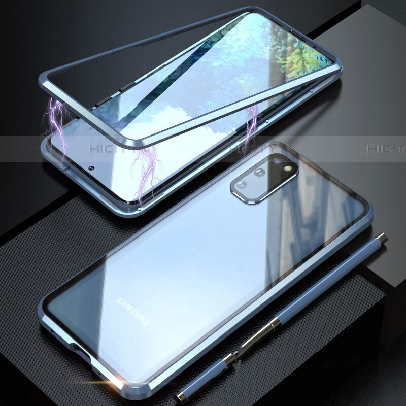 Funda Bumper Lujo Marco de Aluminio Espejo 360 Grados Carcasa T01 para Samsung Galaxy S20 5G Azul