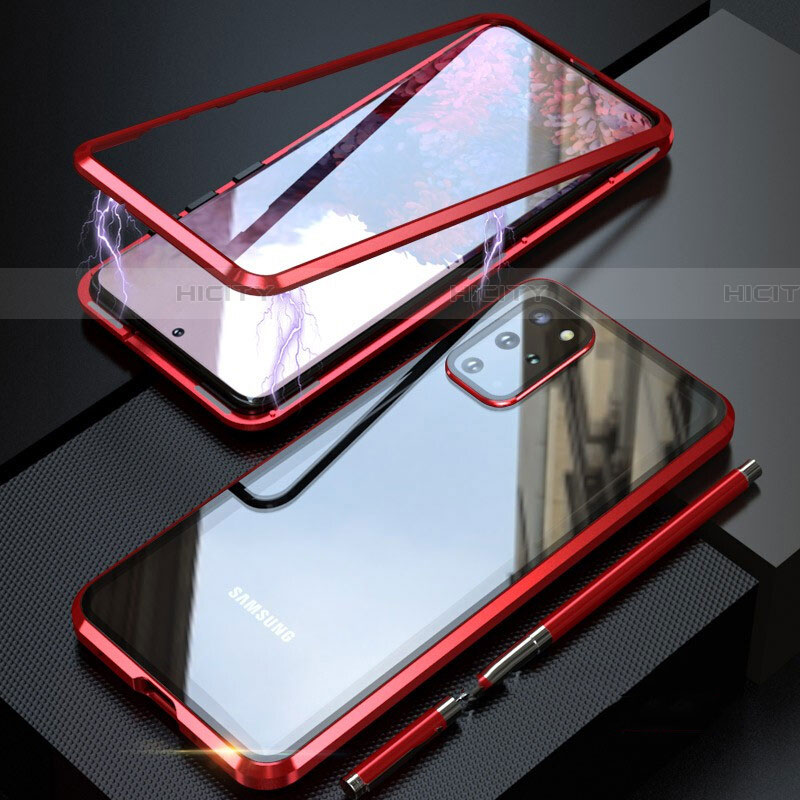 Funda Bumper Lujo Marco de Aluminio Espejo 360 Grados Carcasa T01 para Samsung Galaxy S20 Plus 5G Rojo
