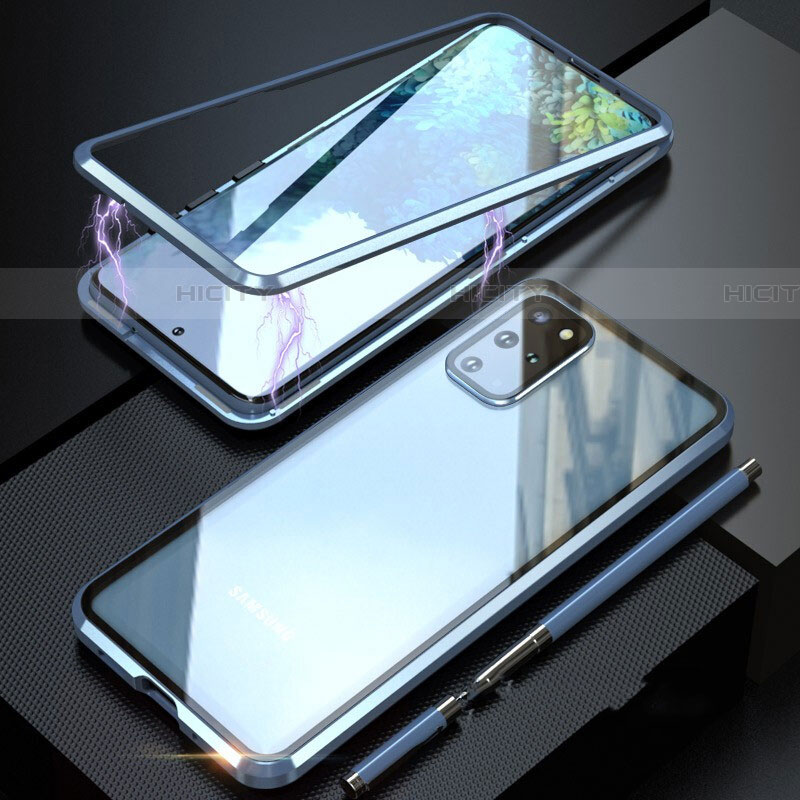 Funda Bumper Lujo Marco de Aluminio Espejo 360 Grados Carcasa T01 para Samsung Galaxy S20 Plus Azul