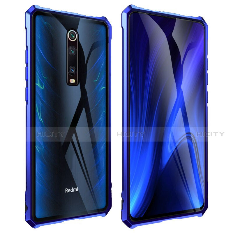 Funda Bumper Lujo Marco de Aluminio Espejo 360 Grados Carcasa T01 para Xiaomi Mi 9T Pro Azul