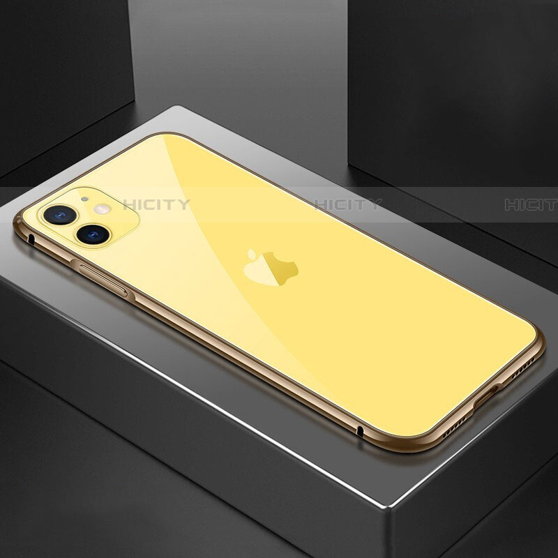 Funda Bumper Lujo Marco de Aluminio Espejo 360 Grados Carcasa T02 para Apple iPhone 11 Oro