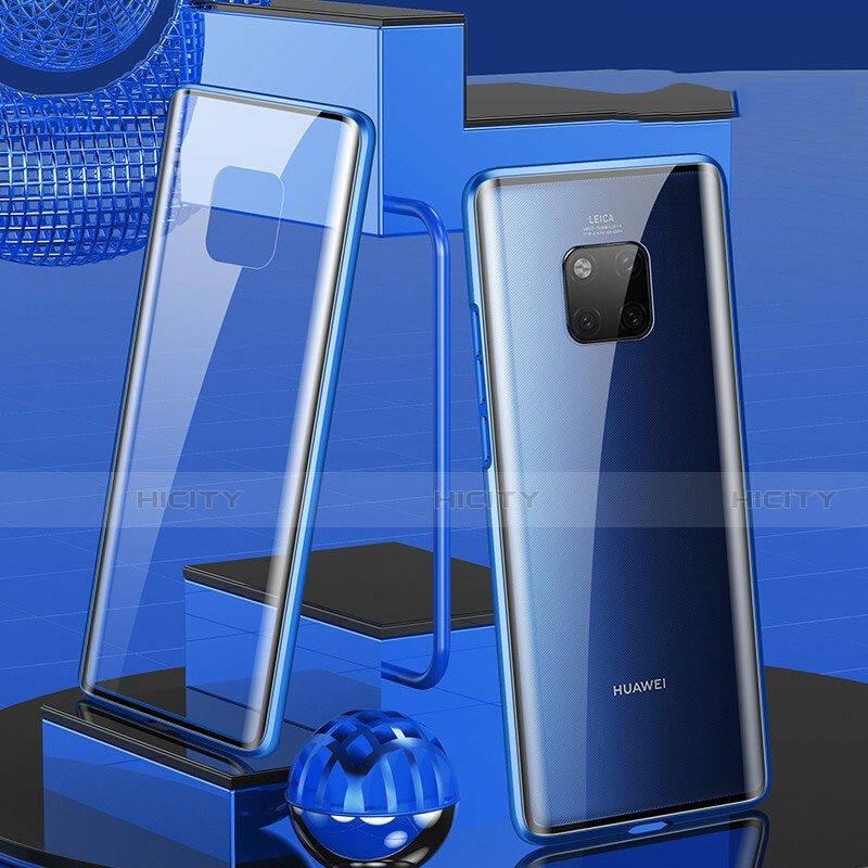 Funda Bumper Lujo Marco de Aluminio Espejo 360 Grados Carcasa T02 para Huawei Mate 20 Pro Azul