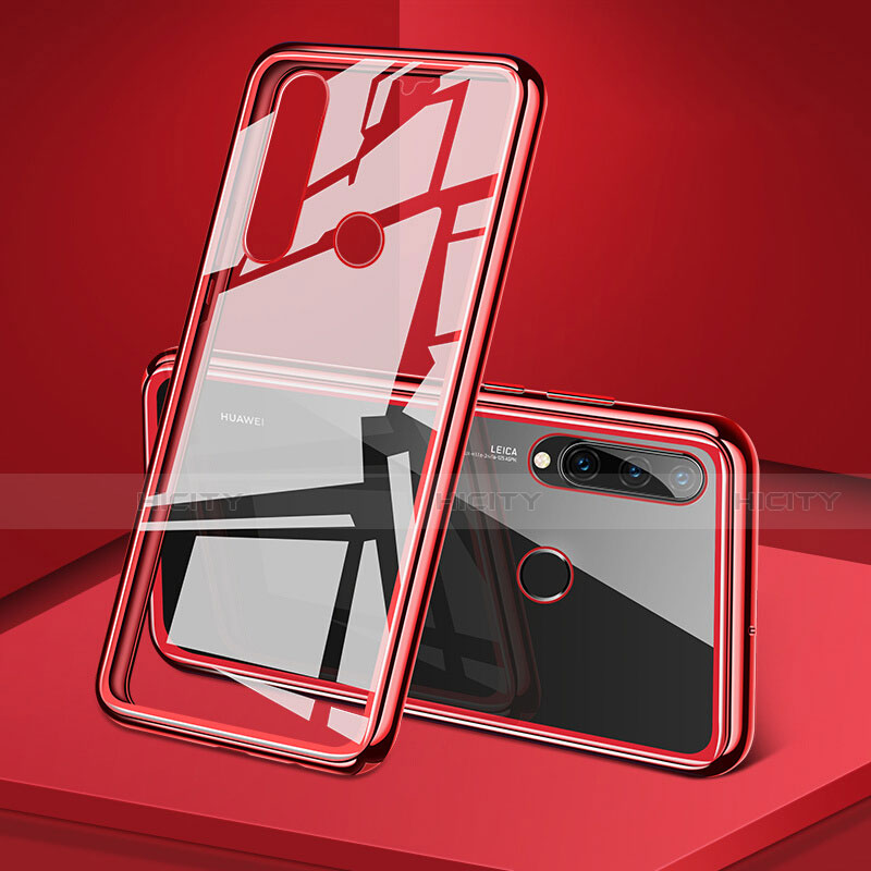 Funda Bumper Lujo Marco de Aluminio Espejo 360 Grados Carcasa T02 para Huawei P30 Lite Rojo