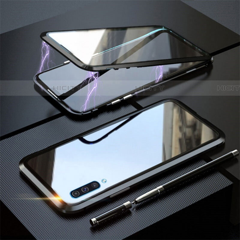 Funda Bumper Lujo Marco de Aluminio Espejo 360 Grados Carcasa T02 para Samsung Galaxy A70 Negro