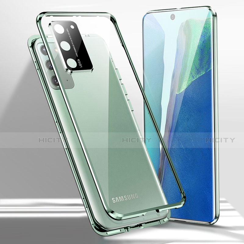 Funda Bumper Lujo Marco de Aluminio Espejo 360 Grados Carcasa T02 para Samsung Galaxy Note 20 5G Verde