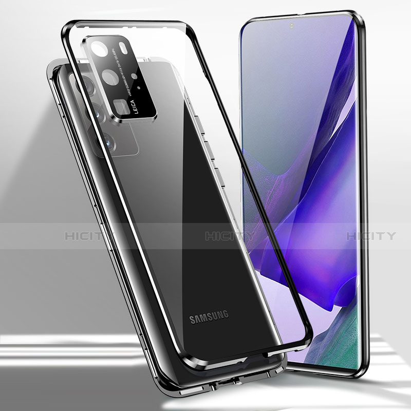 Funda Bumper Lujo Marco de Aluminio Espejo 360 Grados Carcasa T02 para Samsung Galaxy Note 20 Ultra 5G Negro