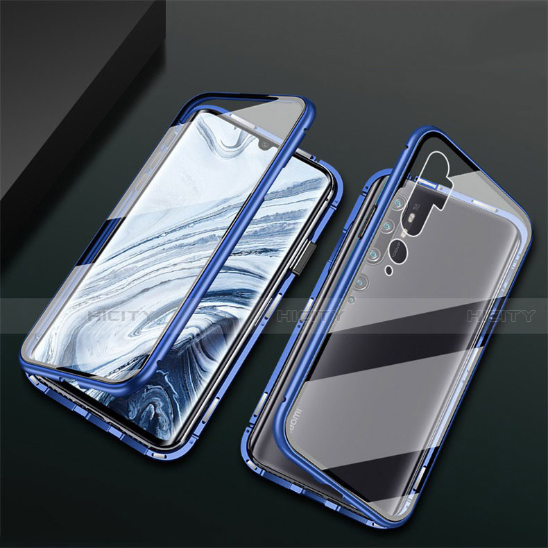 Funda Bumper Lujo Marco de Aluminio Espejo 360 Grados Carcasa T02 para Xiaomi Mi Note 10 Pro Azul