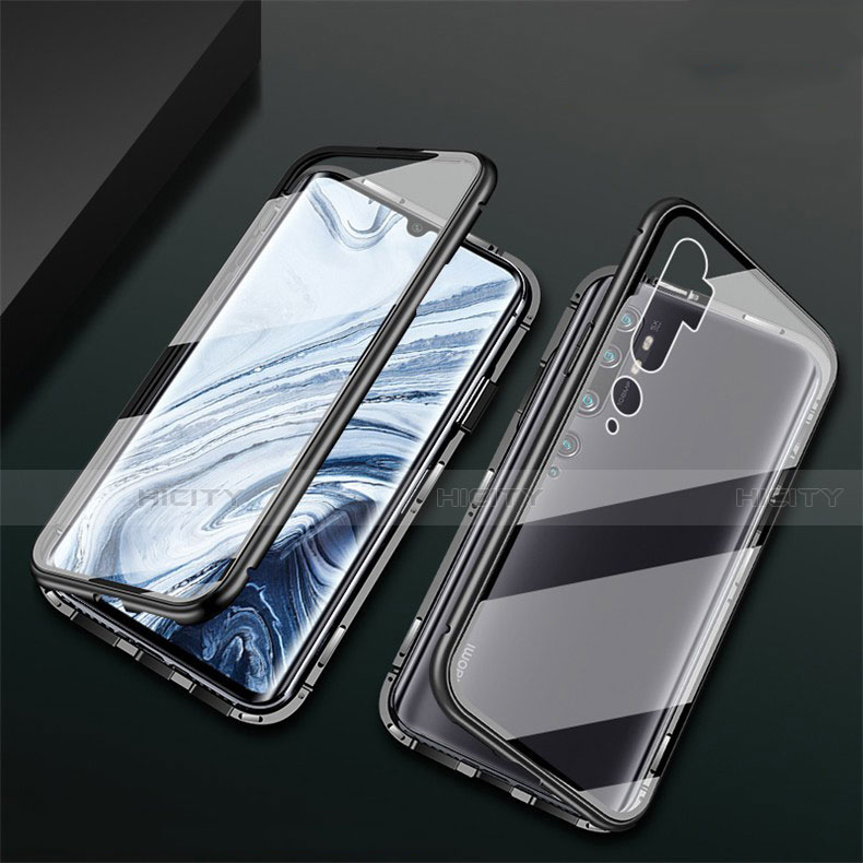 Funda Bumper Lujo Marco de Aluminio Espejo 360 Grados Carcasa T02 para Xiaomi Mi Note 10 Pro Negro