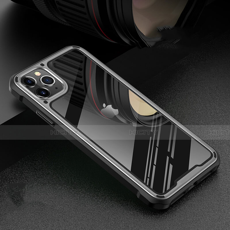 Funda Bumper Lujo Marco de Aluminio Espejo 360 Grados Carcasa T03 para Apple iPhone 11 Pro Max Plata