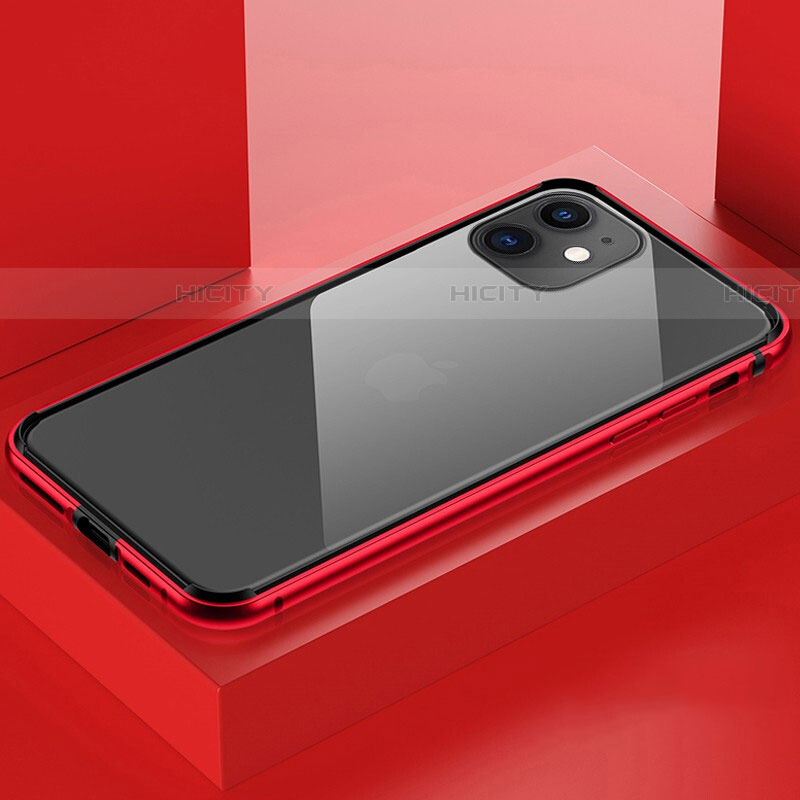 Funda Bumper Lujo Marco de Aluminio Espejo 360 Grados Carcasa T03 para Apple iPhone 11 Rojo