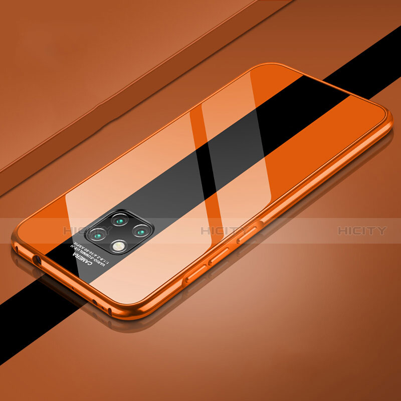 Funda Bumper Lujo Marco de Aluminio Espejo 360 Grados Carcasa T03 para Huawei Mate 20 Pro Naranja