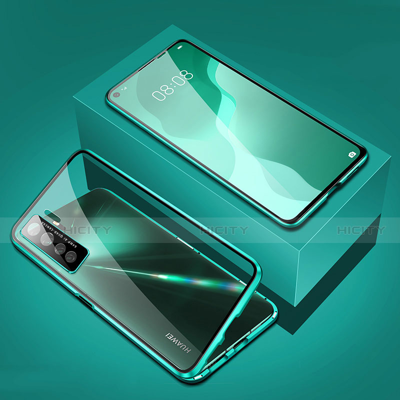 Funda Bumper Lujo Marco de Aluminio Espejo 360 Grados Carcasa T03 para Huawei Nova 7 SE 5G Verde